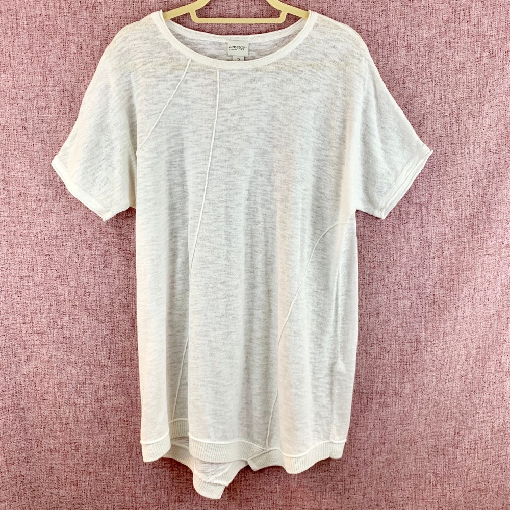 Chico Zenergy Jersey Knit Asymmetrical White Tunic